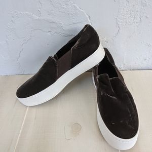Vince Warren Velvet Platform Brown Sneakers